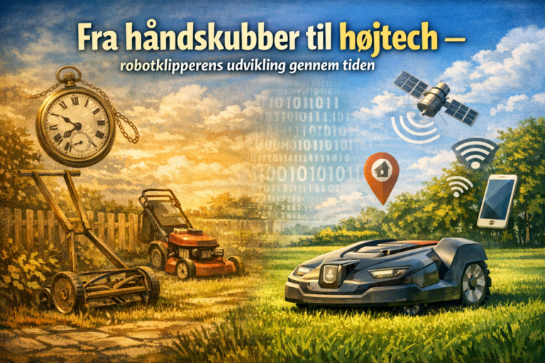 Fra håndskubber til højtech – robotklipperens udvikling gennem tiden